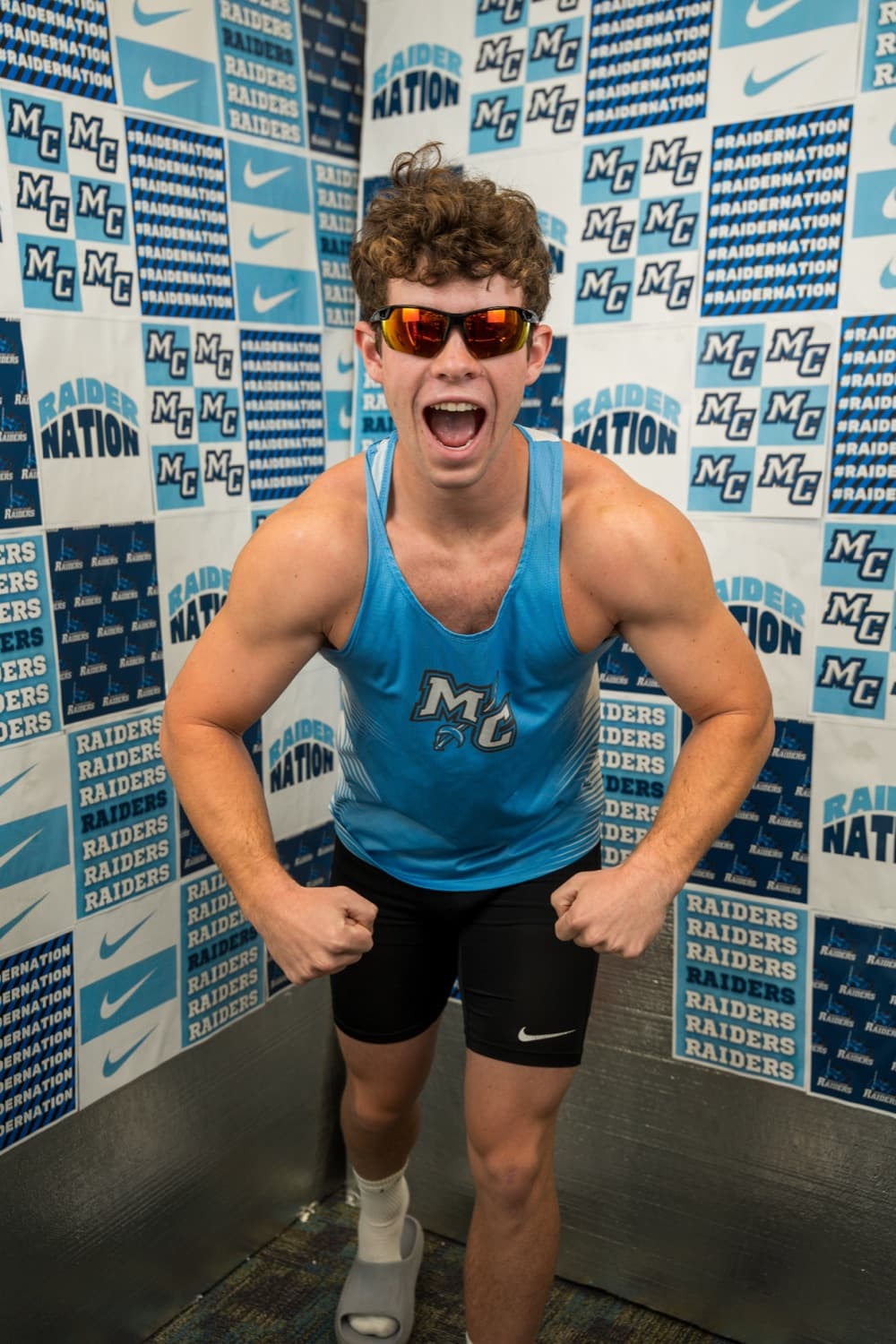 Dash Wolcott celebrating a race